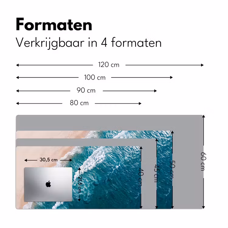 Zee - Strand - Golven - Natuur - Blauw Muismat XXL klein -sfeer5