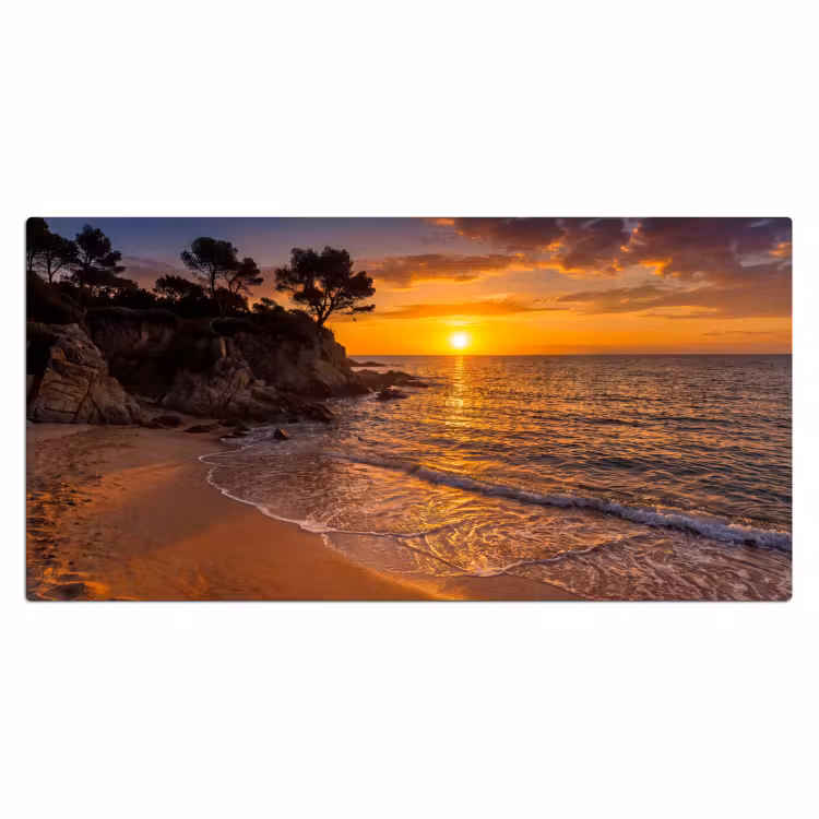 Zee - Kust - Zonsondergang - Natuur - Oranje Muismat XXL klein -3d_leeg
