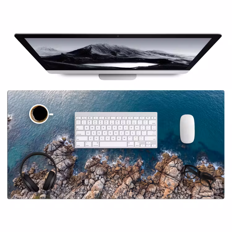 Zee - Kustlijn - Natuur - Abstract - Blauw Muismat XXL klein -3d