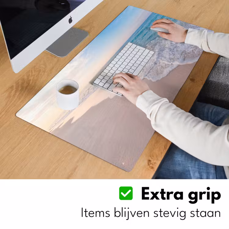 Zee - Golven - Strand - Natuur - Wit Muismat XXL klein -sfeer3