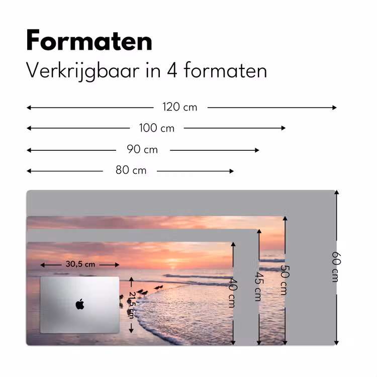 Meeuwen - Strand - Zee - Roze Muismat XXL klein -sfeer5