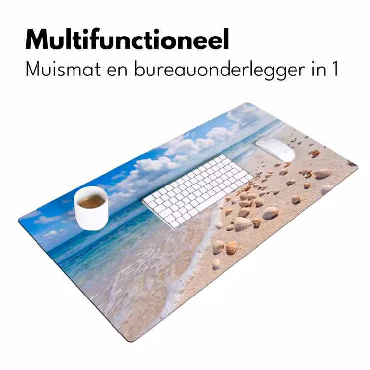 Schelpen - Strand - Natuur - Beige Muismat XXL klein -sfeer4
