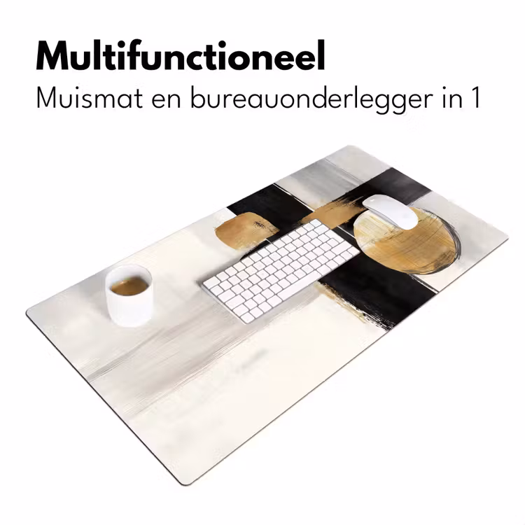 Vormen - Penseelstreken - Abstract - Goud Muismat XXL klein -sfeer4