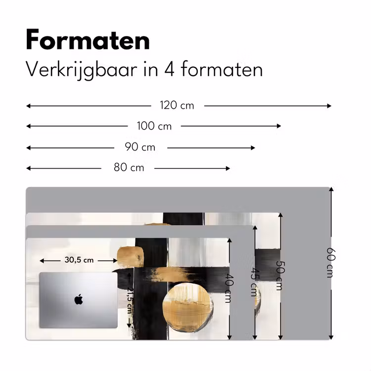 Vormen - Penseelstreken - Abstract - Goud Muismat XXL klein -sfeer5