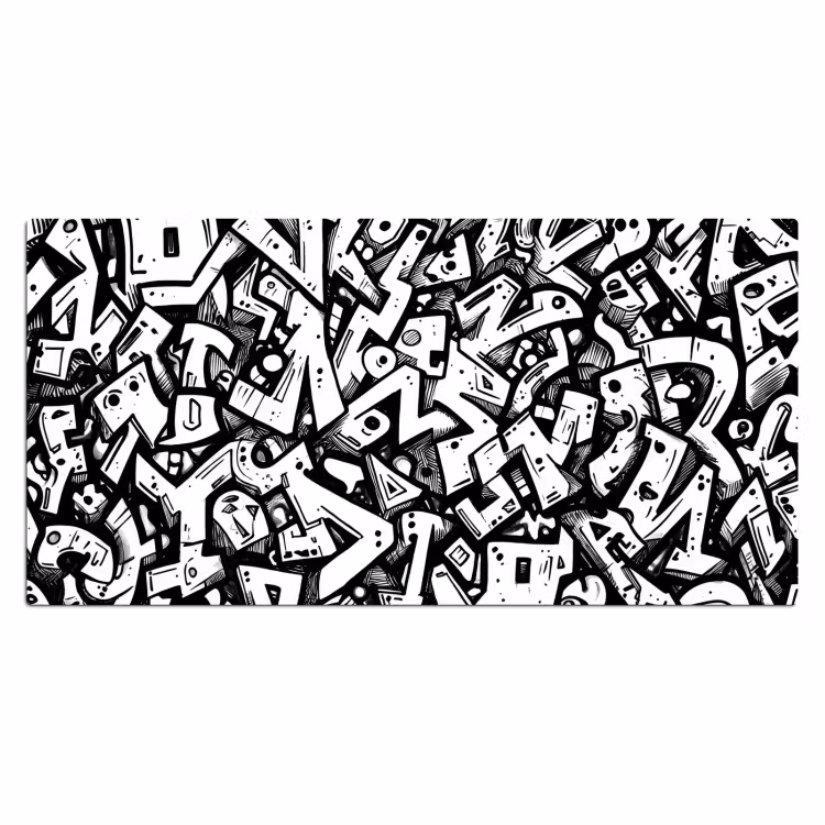 Vormen - Letters - Graffiti - Zwart Muismat XXL klein -3d_leeg