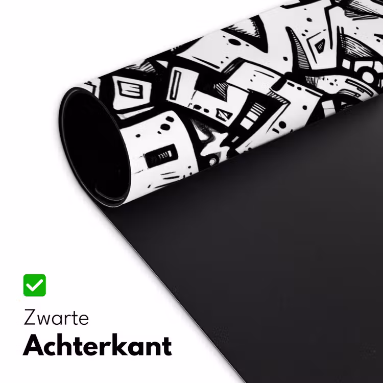 Vormen - Letters - Graffiti - Zwart Muismat XXL klein -sfeer2