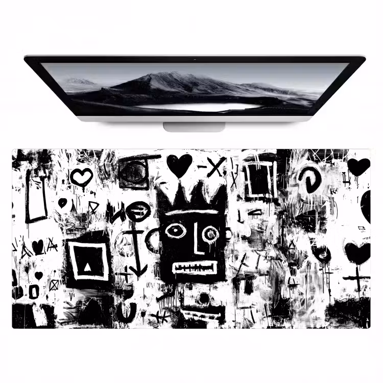 Vormen - Gezocht - Zwart - Abstract Muismat XXL klein -zzz3d