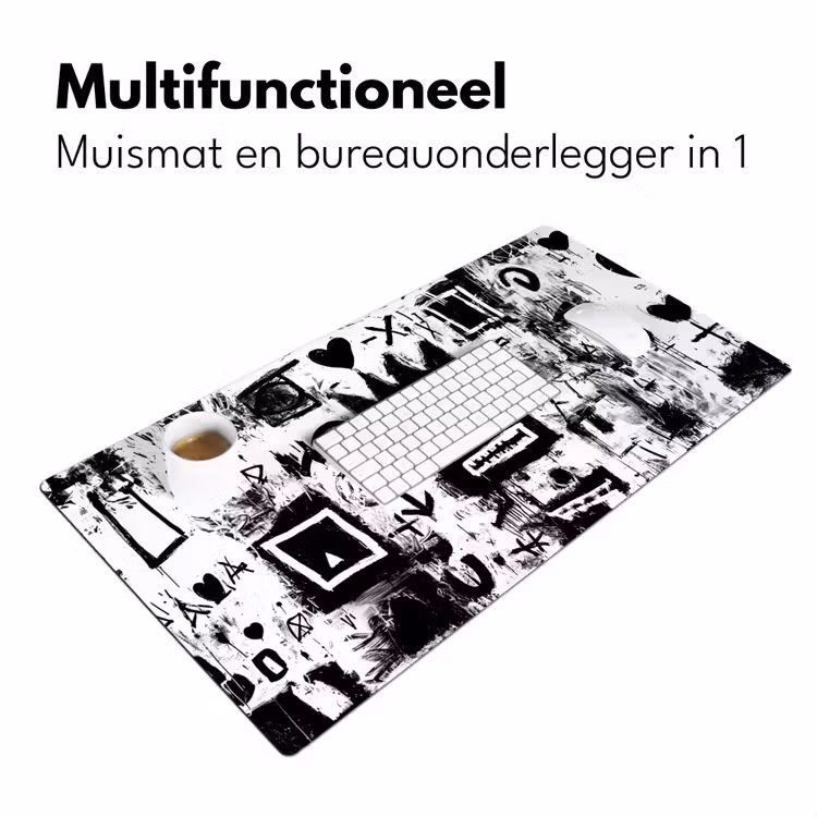 Vormen - Gezocht - Zwart - Abstract Muismat XXL klein -sfeer4