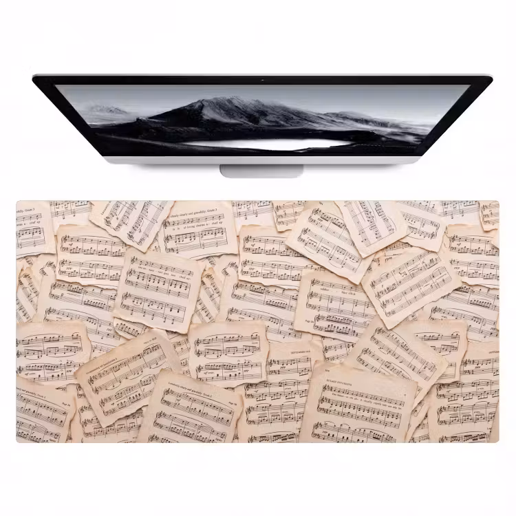 Bladmuziek - Oud - Noten - Vintage - Beige Muismat XXL klein -zzz3d