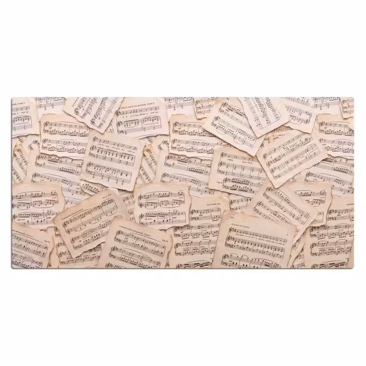 Bladmuziek - Oud - Noten - Vintage - Beige Muismat XXL klein -3d_leeg
