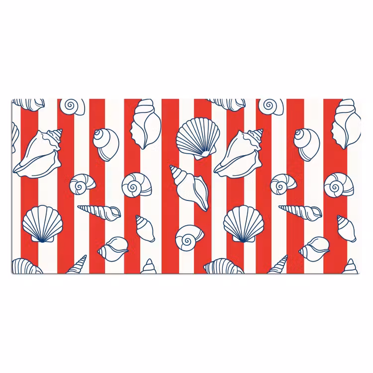 Schelp - Zeedieren - Zomer - Illustratie - Rood - Blauw Muismat XXL klein -3d_leeg