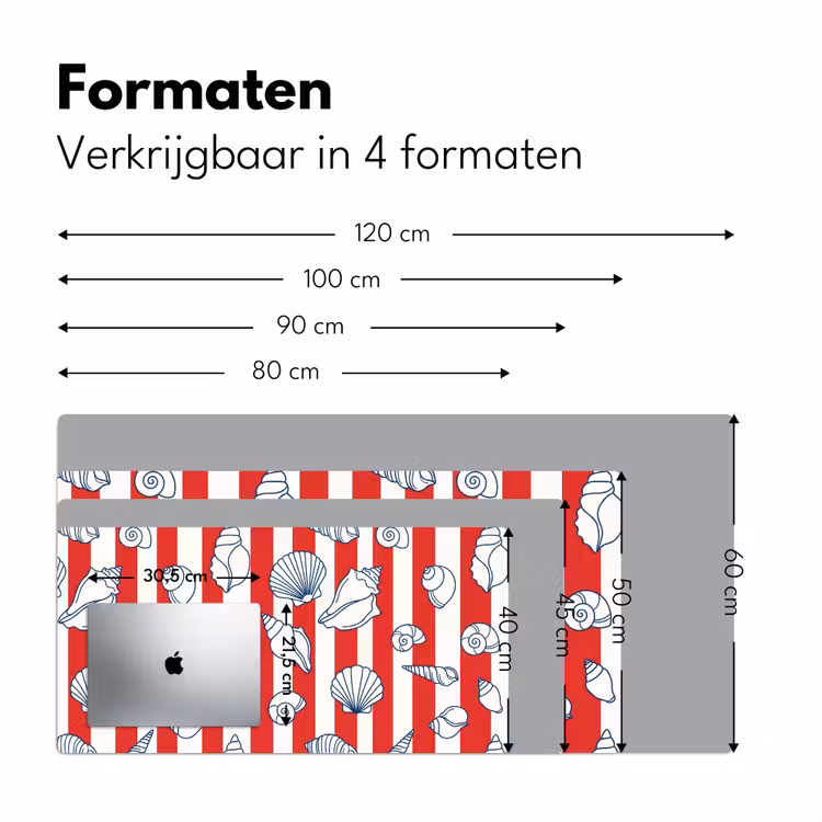 Schelp - Zeedieren - Zomer - Illustratie - Rood - Blauw Muismat XXL klein -sfeer5