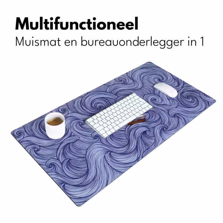 Schip - Golven - Zee - Illustratie - Blauw Muismat XXL klein -sfeer4