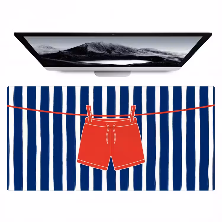 Shorts - Waslijn - Zomer - Illustratie - Rood Muismat XXL klein -zzz3d