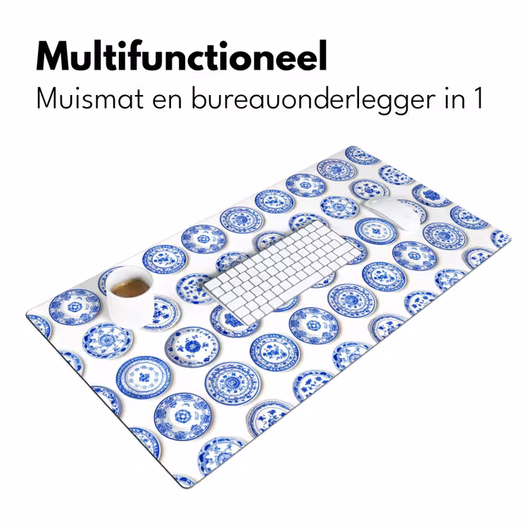 Borden - Bloemen - Patroon - Blauw Muismat XXL klein 681 -sfeer4