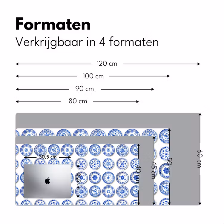 Borden - Bloemen - Patroon - Blauw Muismat XXL klein 681 -sfeer5