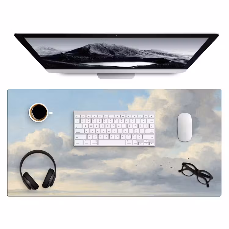 Lucht - Wolken - Natuur - Klassiek - Blauw Muismat XXL klein -3d
