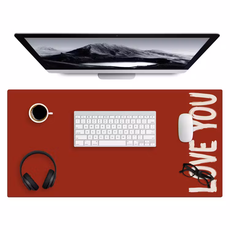 Schuin - Loveyou - Rood Muismat XXL klein -3d