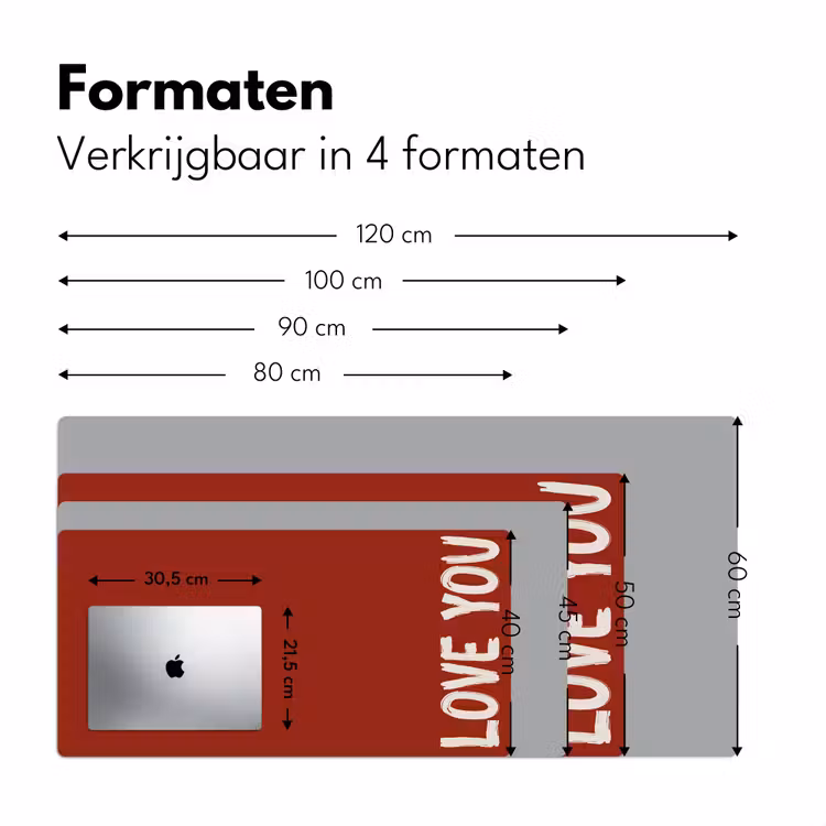 Schuin - Loveyou - Rood Muismat XXL klein -sfeer5