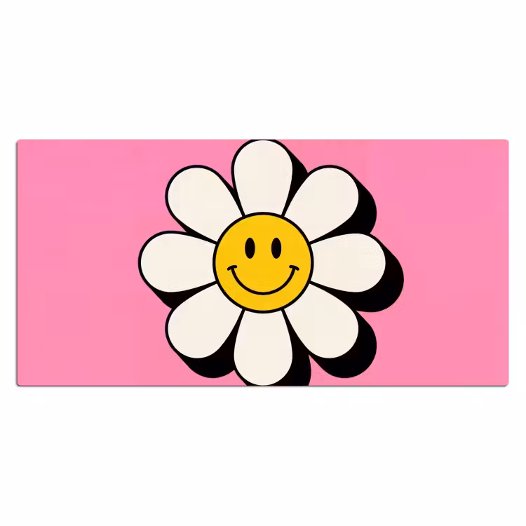 Smiley - Bloem - Roze Muismat XXL klein -3d_leeg