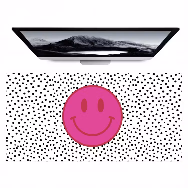 Smiley - Roze - Stippen Muismat XXL klein -zzz3d