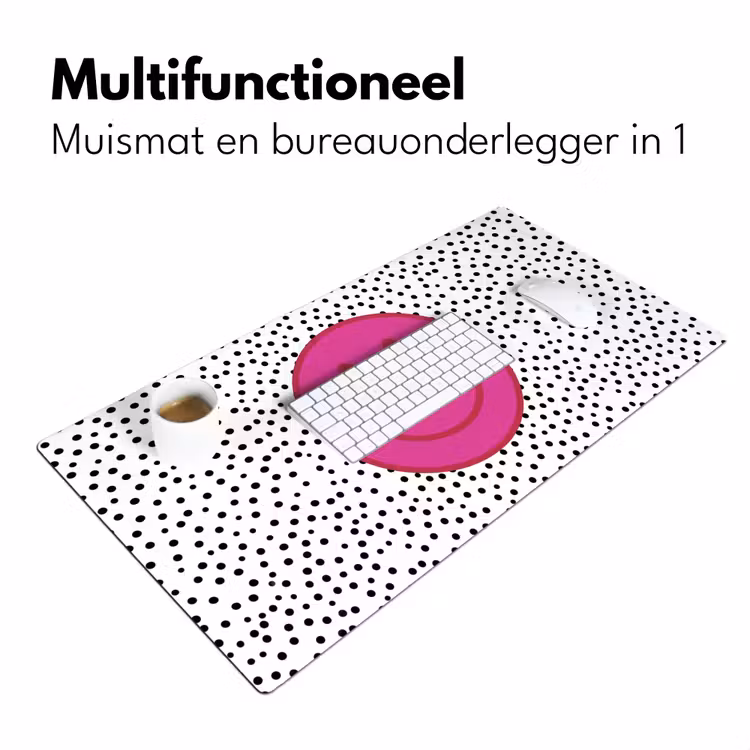 Smiley - Roze - Stippen Muismat XXL klein -sfeer4
