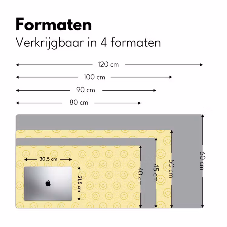 Smileys - Patroon - Retro - Zachtgeel Muismat XXL klein 681 -sfeer5
