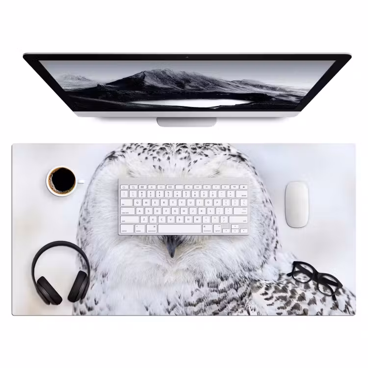 Sneeuwuil - Oog - Wildlife - Wit Muismat XXL klein -3d