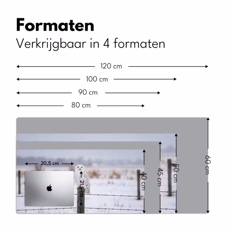 Sneeuwuil - Hek - Sneeuw - Wit Muismat XXL klein -sfeer5