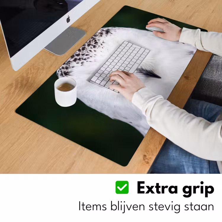 Sneeuwuil - Portret - Geel Muismat XXL klein -sfeer3