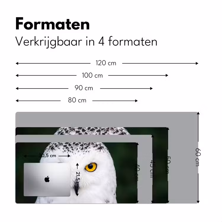 Sneeuwuil - Portret - Geel Muismat XXL klein -sfeer5