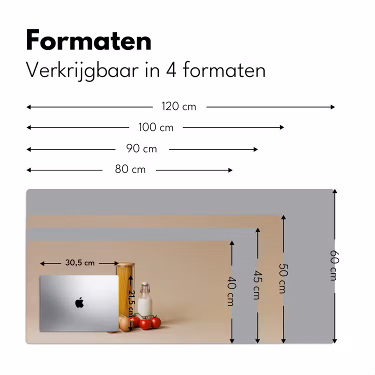 Spaghetti - Melk - Tomaten - Eieren - Brood Muismat XXL klein -sfeer5