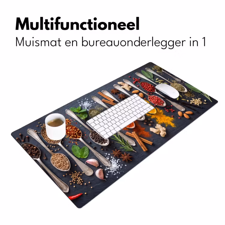 Kruiden - Lepels - Culinair - Kleurrijk - Sfeervol Muismat XXL klein -sfeer4