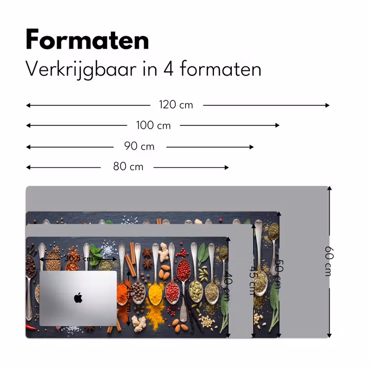 Kruiden - Lepels - Culinair - Kleurrijk - Sfeervol Muismat XXL klein -sfeer5