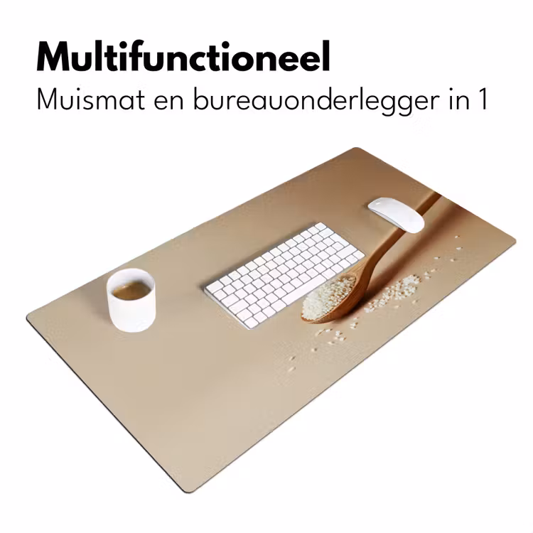 Lepel - Rijst - Hout - Beige Muismat XXL klein -sfeer4