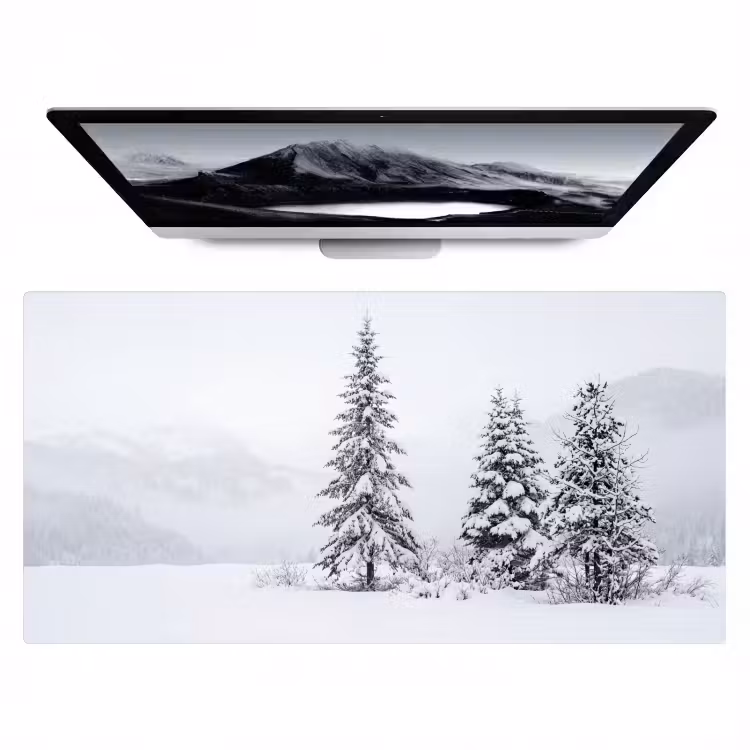 Fijnsparren - Sneeuw - Winter - Landschap - Stilte Muismat XXL klein -zzz3d