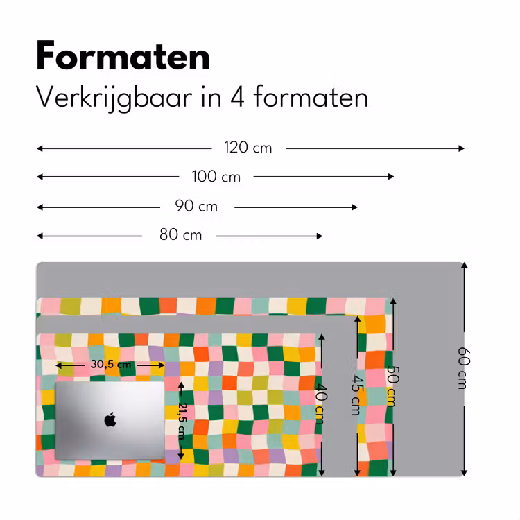 Vierkanten - Kleurrijk - Golvend Muismat XXL klein -sfeer5