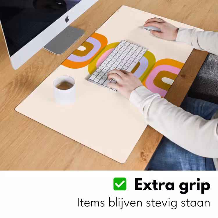 Stapel - Vormen - Geblokt - Oranje Muismat XXL klein -sfeer3