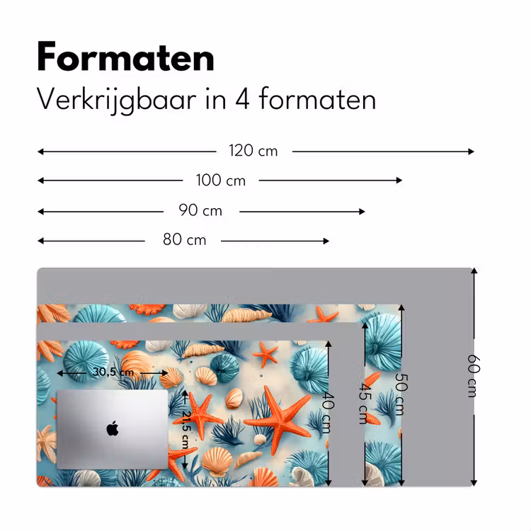 Zeesterren - Schelpen - Illustratie - Zand Muismat XXL klein -sfeer5