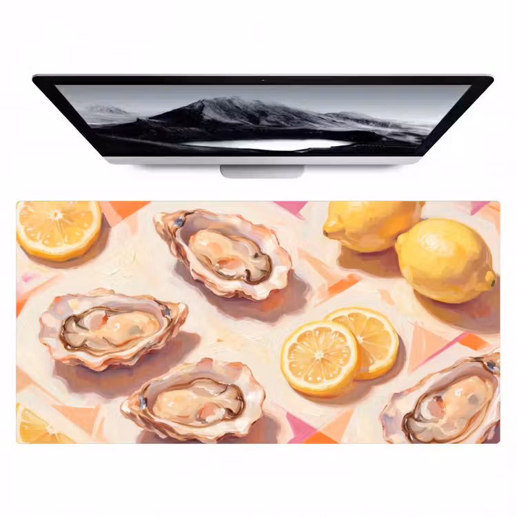 Stilleven - Citroenen - Oesters - Abstract - Oranje Muismat XXL klein -zzz3d