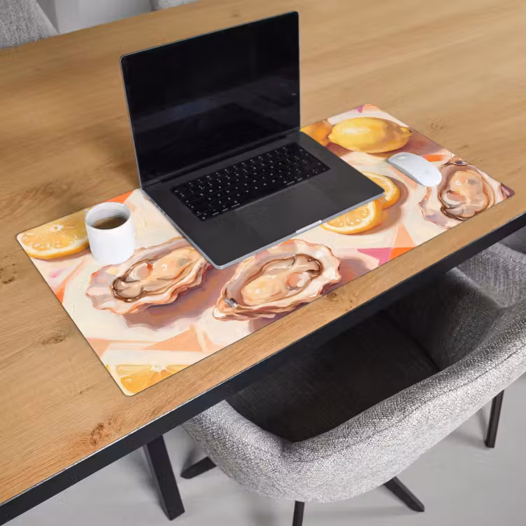 Stilleven - Citroenen - Oesters - Abstract - Oranje Muismat XXL klein -sfeer1
