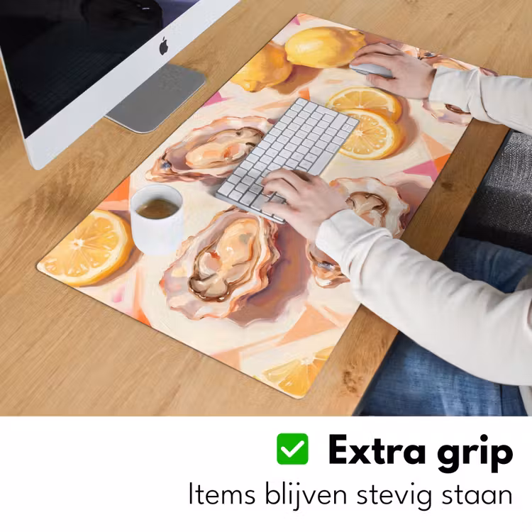 Stilleven - Citroenen - Oesters - Abstract - Oranje Muismat XXL klein -sfeer3