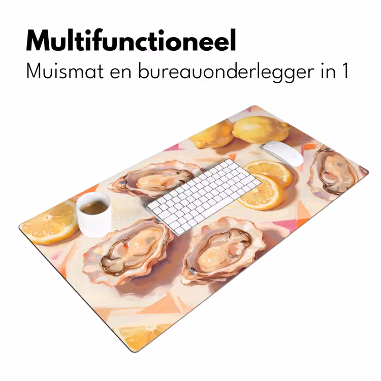 Stilleven - Citroenen - Oesters - Abstract - Oranje Muismat XXL klein -sfeer4