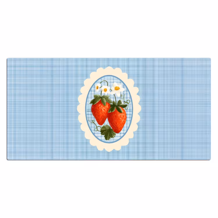 Aardbeien - Lijst - Rood - Geruit Muismat XXL klein -3d_leeg
