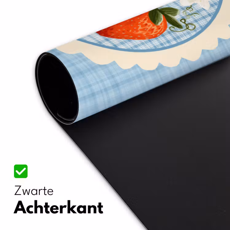 Aardbeien - Lijst - Rood - Geruit Muismat XXL klein -sfeer2