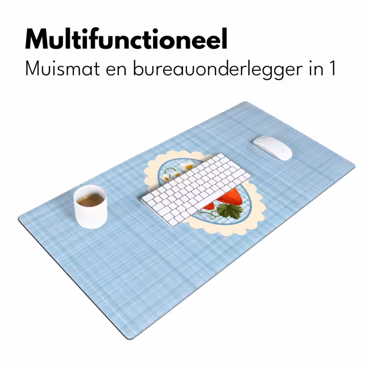 Aardbeien - Lijst - Rood - Geruit Muismat XXL klein -sfeer4