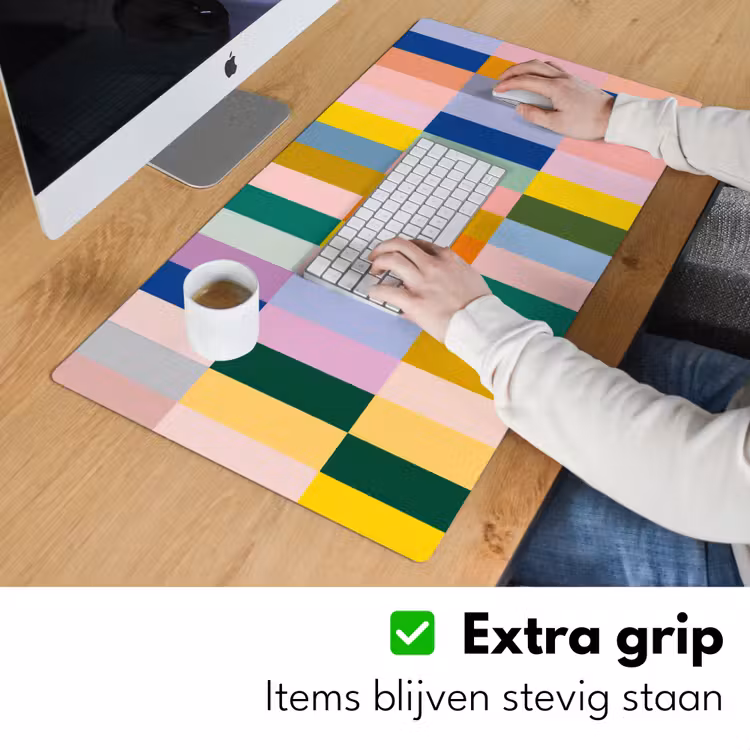 Stroken - Blauw - Patroon - Abstract Muismat XXL klein -sfeer3