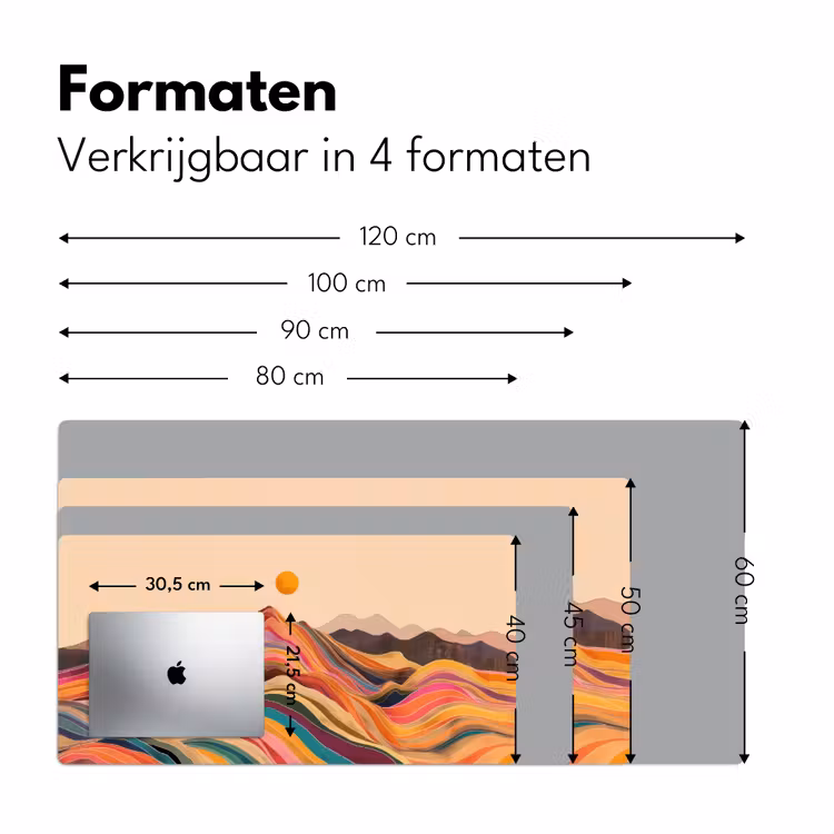 Zon - Kleurrijk landschap - Bergen Muismat XXL klein -sfeer5