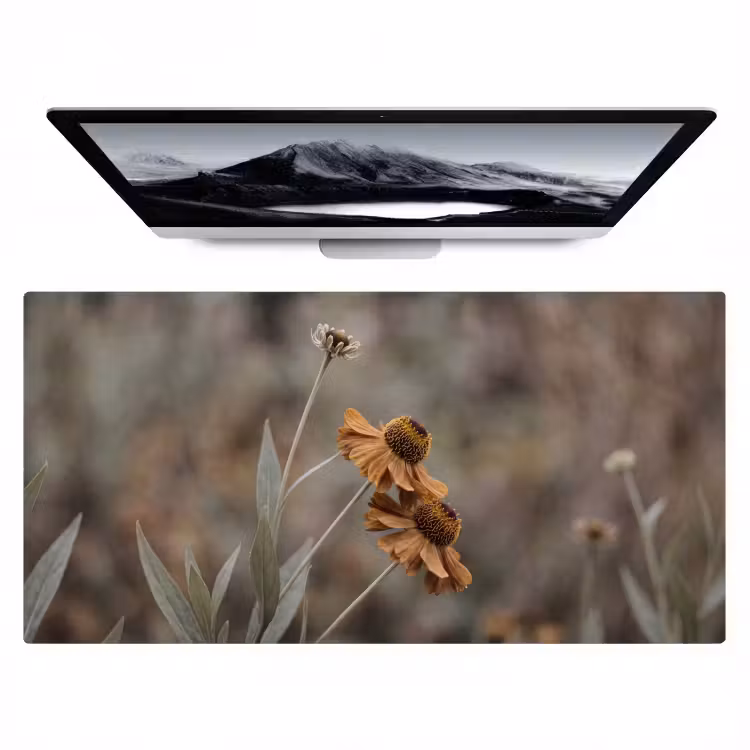 Zonnehoed - Droogbloemen - Geel - Warm Muismat XXL klein -zzz3d