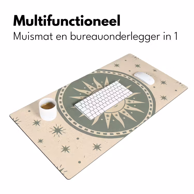 Zon - Sterren - Astrologie - Vintage - Groen Muismat XXL klein -sfeer4